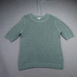 Pendleton Sweater Womens 2X Green Heather Plus Open Knit Short Sleeve‎ Top